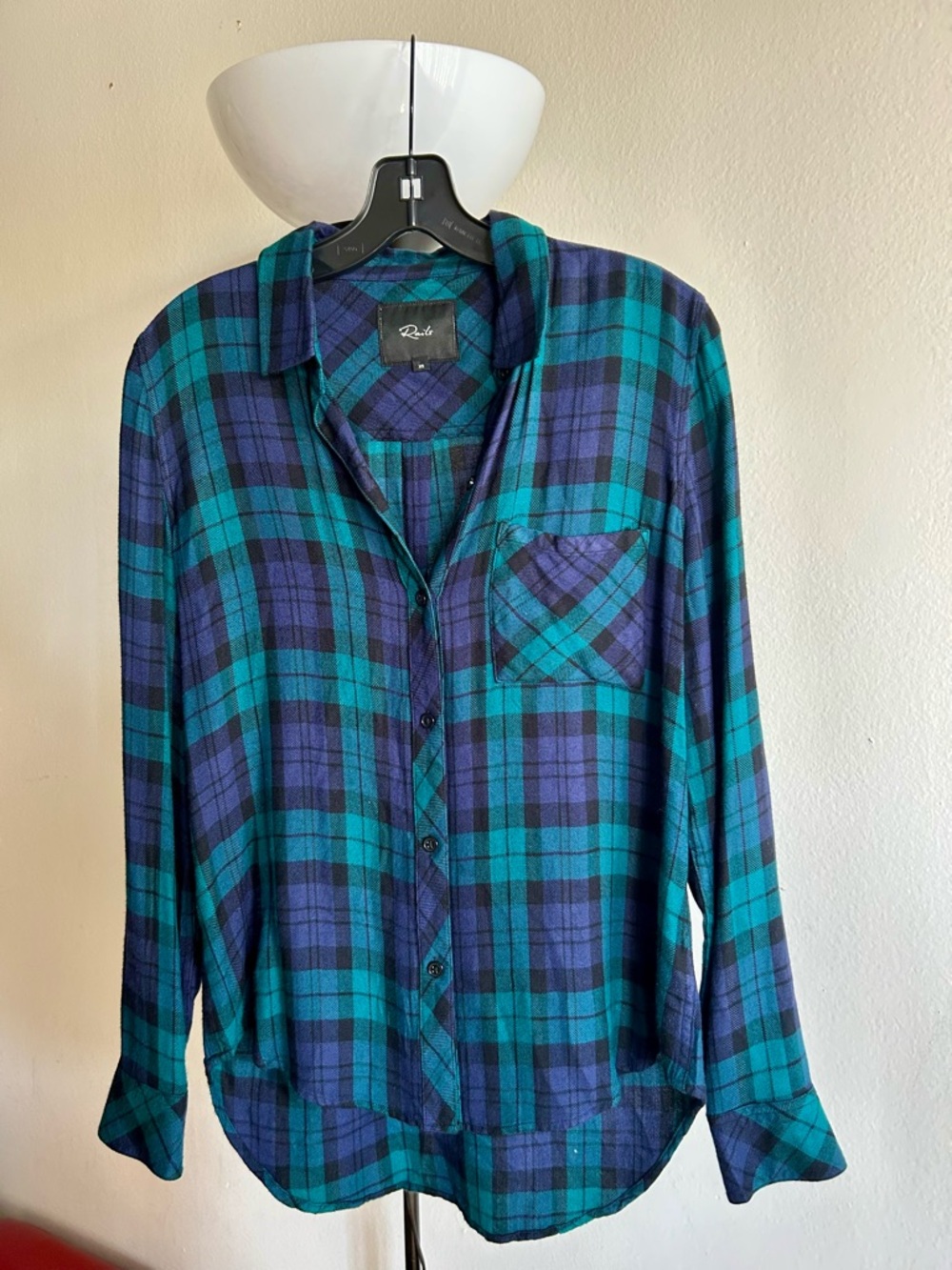 Rails Teal and Navy Plaid Button-Down Shirt